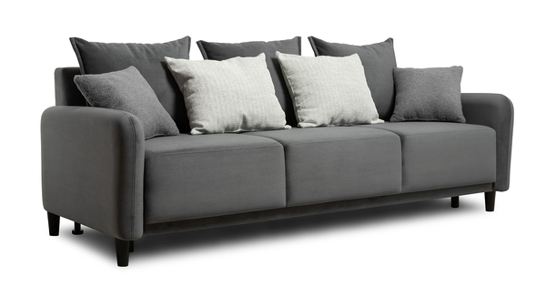 Диван-кровать прямой Дакота ТД 586 велюр Vendetta 11 графитовый серый, Albus Zemin 1735 z1 col 2 белый, Romeo 06