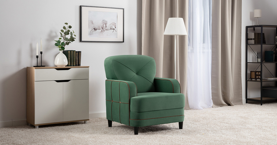 Кресло для отдыха Черри ТК 288 велюр Irida 09 зеленый, Эвита шоколад бежево-коричневый