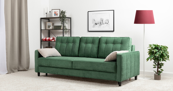 Диван-кровать прямой Арно ТД 566 велюр Лаки 20 хвойный зеленый, Vertical 910 молочно-серый