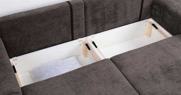 Диван-кровать угловой Оксфорд 711 композиция 6, Muza 06 темно-коричневый, модульная система, сборка на любую сторону