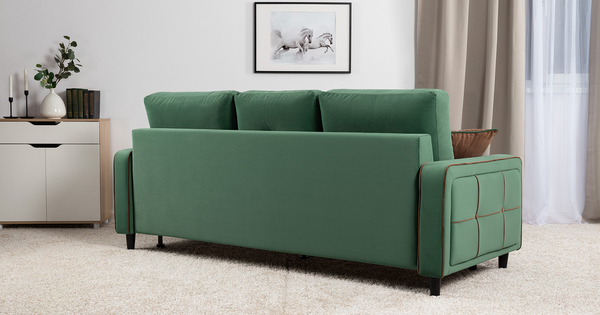 Диван-кровать прямой Черри ТД 288 велюр Irida 09 зеленый, Эвита шоколад бежево-коричневый