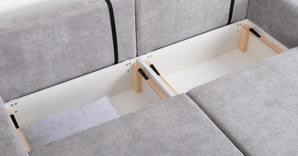 Диван-кровать угловой Оксфорд 712 композиция 1, шенилл MUZA 07 светло-серый, модульная система, сборка на любую сторону