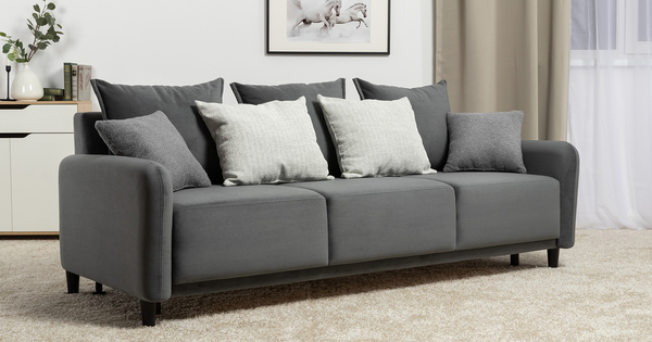 Диван-кровать прямой Дакота ТД 586 велюр Vendetta 11 графитовый серый, Albus Zemin 1735 z1 col 2 белый, Romeo 06