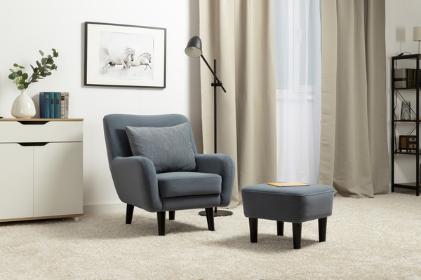 Кресло для отдыха Дакота ТК 584 велюр Vendetta 24 синий, Riga 1598 z1 col 20 серо-голубой