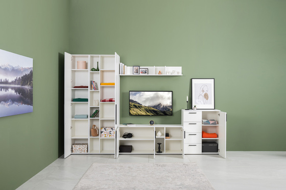 Гостиная Эйр композиция 2 белый PE шагрень, собирается на любую сторону