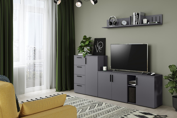 Полка навесная Эйр 16.490 серый графит 0162 РЕ