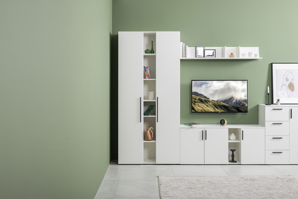 Гостиная Эйр композиция 2 белый PE шагрень, собирается на любую сторону