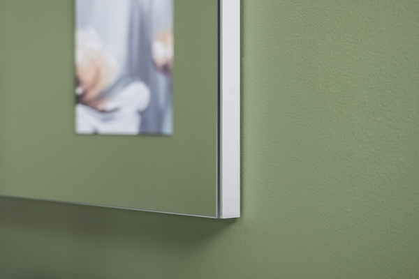 Зеркало навесное Эйр 17.13 белый РЕ шагрень, вертикальное и горизонтальное навешивание