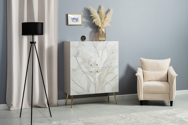 Шкаф Флоу 16.329 кашемир 5981 BS, белый PE шагрень, фотопечать