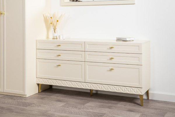 Комод Марион 16.256 Слоновая кость С341 PE, Слоновая кость 6898 ПВХ, Белый PE шагрень