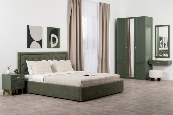 Шкаф для одежды Марион 16.340.03 дымчатый зеленый K521, олива шагрень AG 1050 ПВХ (собирается на любую сторону)