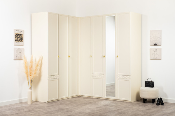 Шкаф для одежды Марион 16.340.03 слоновая кость С341 PE, слоновая кость 6898 ПВХ (собирается на любую сторону)