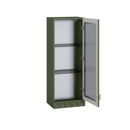 Шкаф навесной Марион 16.334 дымчатый зеленый K521, олива шагрень AG 1050 ПВХ (собирается на любую сторону)