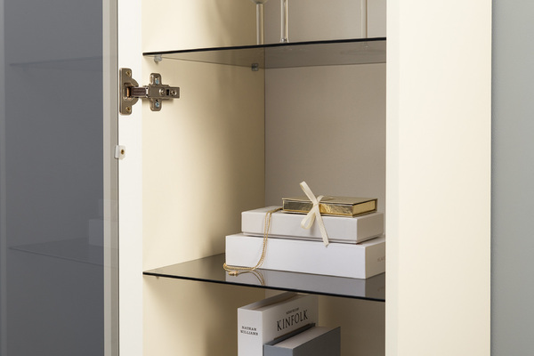 Гостиная Марион композиция 1 слоновая кость С341 PE, слоновая кость 6898 ПВХ, белый PE шагрень (собирается на любую сторону)