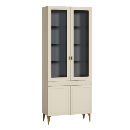 Шкаф-витрина Марион 16.397.02 слоновая кость С341 PE, слоновая кость 6898 ПВХ