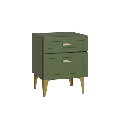 Тумба прикроватная Марион 16.14 дымчатый зеленый K521, олива шагрень AG 1050 ПВХ, белый PE шагрень