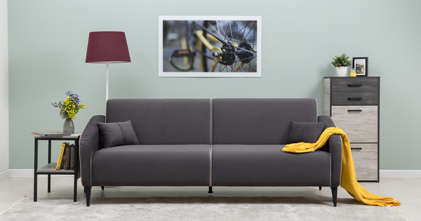 Диван-кровать прямой Ноэль ТД 447 велюр темно-серый, светлый кварцевый серый