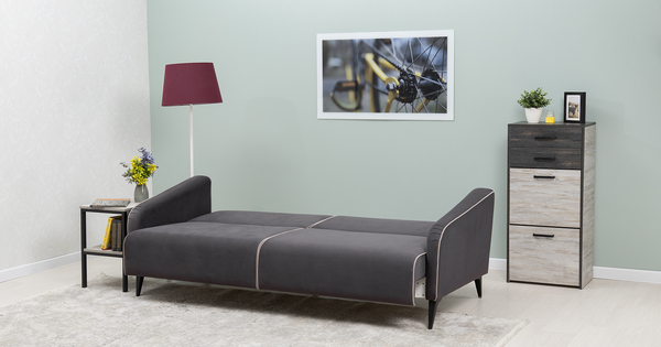 Диван-кровать прямой Ноэль ТД 447 велюр темно-серый, светлый кварцевый серый