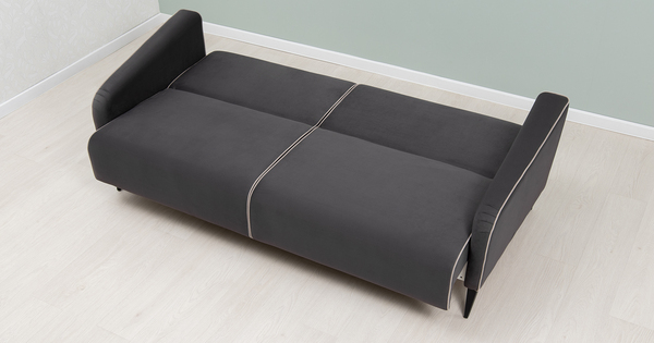 Диван-кровать прямой Ноэль ТД 447 велюр темно-серый, светлый кварцевый серый