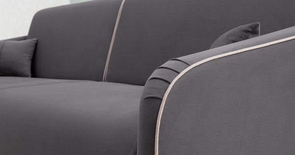 Диван-кровать прямой Ноэль ТД 447 велюр темно-серый, светлый кварцевый серый