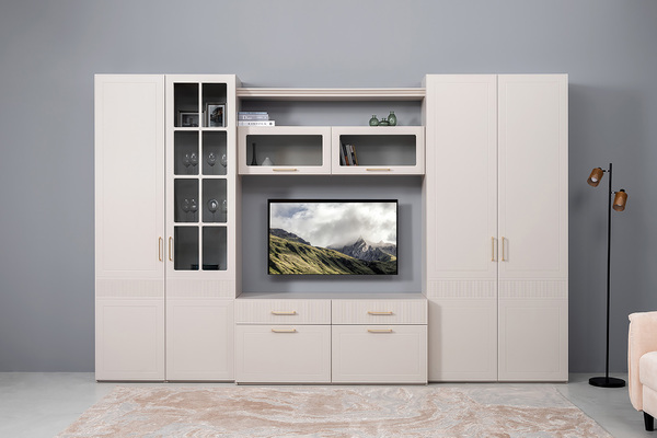 Шкаф-витрина Ричфорд 16.396 кашемир 5981 BS, моно керамика D166-2 ПВХ (собирается на любую сторону)